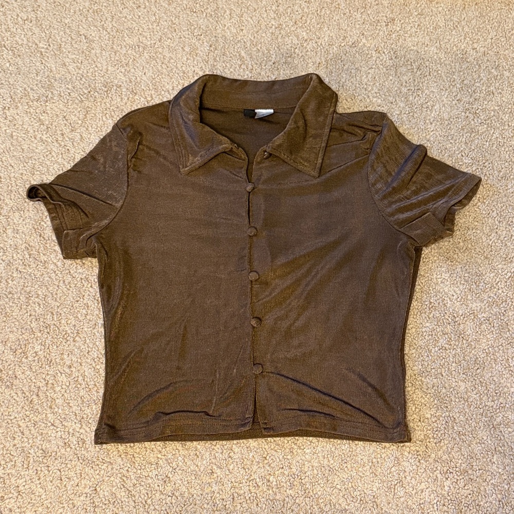 Brown Button-Up Women's Polo